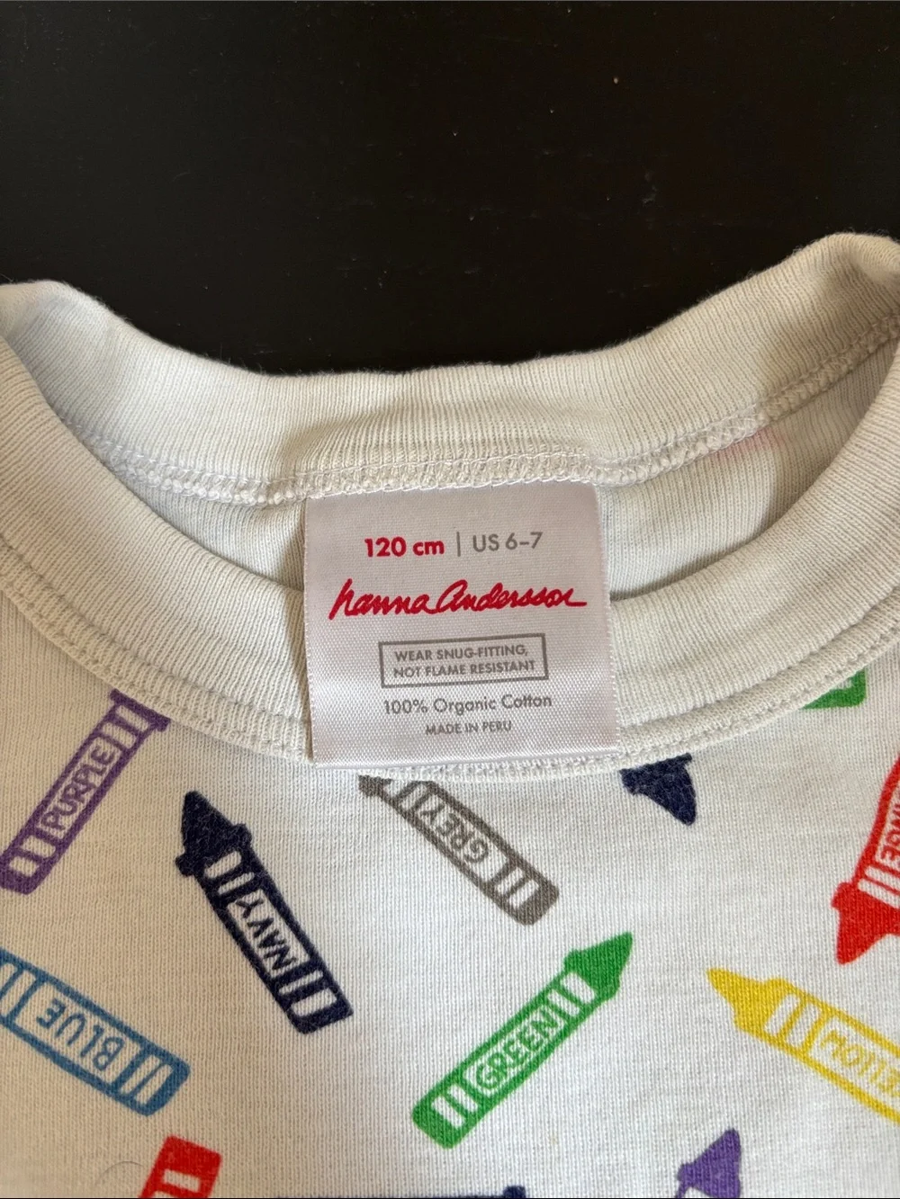 Hanna Andersson White Crayon-Print Organic Cotton Pajama Set size 6-7/ 120cm